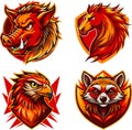 Animal Logo Vector Designs Set, Mascot Concepts Royalty Free Stock Photo