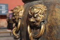 The animal mask on the copper vat in forbidden city