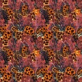 Animal mix print seamless pattern. Abstract background