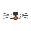 Animal nose, mouth and moustache. Vector symbol, icon for pets face