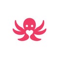 Animal octopus with love modern logo