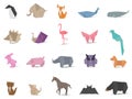 Animal origami vector isolated on background