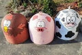 Animal painted road bollard chicken pig cow