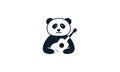 Animal panda happy cute  with guitar music logo vector icon design Royalty Free Stock Photo