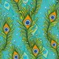 Peacock Feathers Seamless Pattern Peacock, Wallpaper, Blue Background