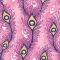 Peacock Feathers Seamless Pattern Peacock, Wallpaper, Pink Background