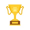 Animal paw icon. Flat design, award symbol. Pet show winner cup concept. Vector illustration