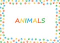 Animal paw, isolated colourful frame, vector illustration