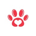 Animal paw love modern logo