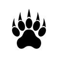 Animal paw print with claws. Tiger paw. Footprint. Vector illustration.