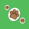 Animal paw print. Dog or cat footprint vector icon illustration Paw prints, icon. Royalty Free Stock Photo