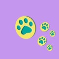 Animal paw print. Dog or cat footprint vector icon illustration Paw prints, icon. Royalty Free Stock Photo