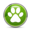 Animal paw print icon elegant green round button vector illustration Royalty Free Stock Photo