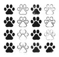 Animal paw print vector icon. Dog or cat footprint trail sign. Painted ink and grunge style texture. Pet foot shape mark symbol. Royalty Free Stock Photo