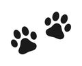 Animal paw print vector icon. Dog or cat footprint trail sign. Pet foot shape mark symbol. Petshop store or vet logo.