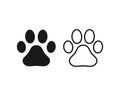 Animal paw print vector icon. Dog or cat footprint trail sign. Pet foot shape mark symbol. Petshop store or vet logo.