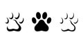 Animal paw prints. Vector black silhouettes.