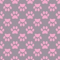 Animal paw seamless gray pink pattern