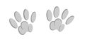 Animal pawprints. Sketch footprints of a rabbit, bunny, cat or dog. Vector illustration