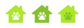 Animal paws icons set. House. Flat design. Vector illustration