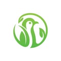 Animal Penguin Leaf Nature Creative Logo