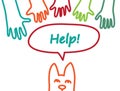 Animal pet dog hand lines symboll rescue help support