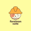 animal pets cat foreman construction mascot cartoon logo design vector Royalty Free Stock Photo