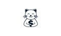 Animal pets cat kitty kitten with money cute lines logo vector icon design