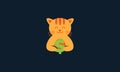 Animal pets cat kitty kitten with money cute logo vector icon design