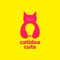 animal pets cat lamp light ideas modern logo design vector Royalty Free Stock Photo