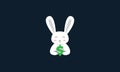 Animal pets rabbit with money cute logo vector icon design