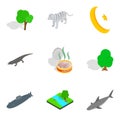 Animal place icons set, isometric style Royalty Free Stock Photo