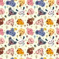 Animal play music seamless pattern