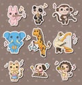 Animal play music stickers Royalty Free Stock Photo