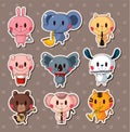 Animal play music stickers Royalty Free Stock Photo