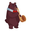 animal playing instrument bear with saxophone