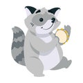 animal playing instrument raccoon with tambourine
