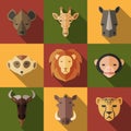 Animal Portrait Set with Flat Design