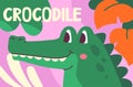 Animal poster with crocodile vector concept