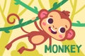 Animal poster with monkey vector concept Royalty Free Stock Photo