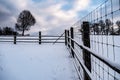 Animal preserve wooden modern fence in the winter, Czech Republic Royalty Free Stock Photo