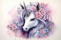 Unicorn cartoon background dream design illustration horse floral cute animal fairy magical fantasy print Royalty Free Stock Photo