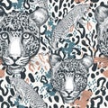 Animal print with leopard spotty ornament, wallpaper, pattern ideal for textile designs