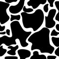 Animal print seamless pattern, animal skin cow vector background black spots on white Royalty Free Stock Photo