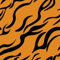 Animal print seamless pattern, animal skin tiger vector background black stripes on orange Royalty Free Stock Photo
