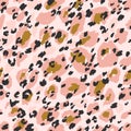 Animal print skin seamless pattern. Leopard`s spotted fur imitation Royalty Free Stock Photo