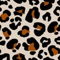 Animal print skin seamless pattern. Leopard spotted fur imitation in cartoon style