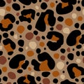 Animal print skin seamless pattern. Leopard spotted fur imitation in cartoon style Royalty Free Stock Photo