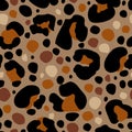 Animal print skin seamless pattern. Leopard spotted fur imitation in cartoon style