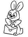 Animal rabbit letter love postcard character cartoon illustration coloring page